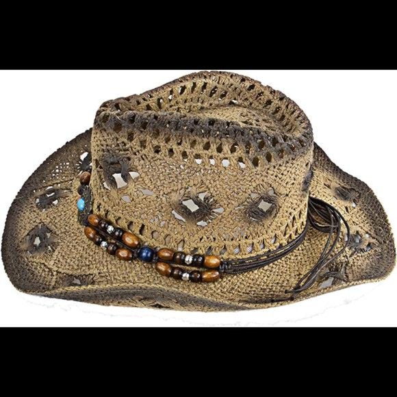 Western Cowboy Straw Hat Vintage Beach Men & Women\'s Woven Straw-Hat Wide Brim main image 6